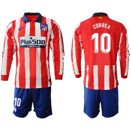 Billiga Fotbollströjor Atlético Madrid Angel Correa 10 Barn Hemma tröja 2020/21 Långärmad